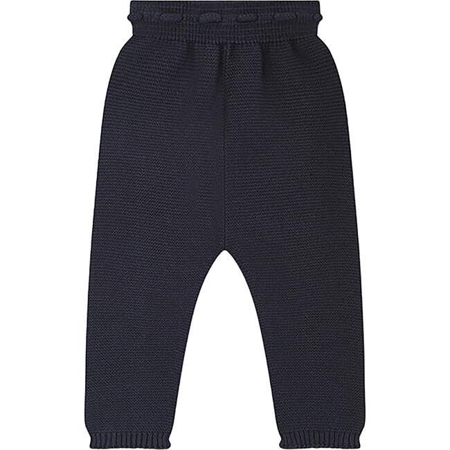 Fino Cotton Knit Trousers, Navy - Pants - 3