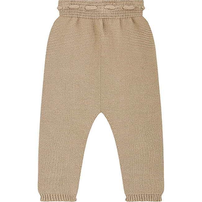 Fino Cotton Knit Trousers, Camel - Pants - 3