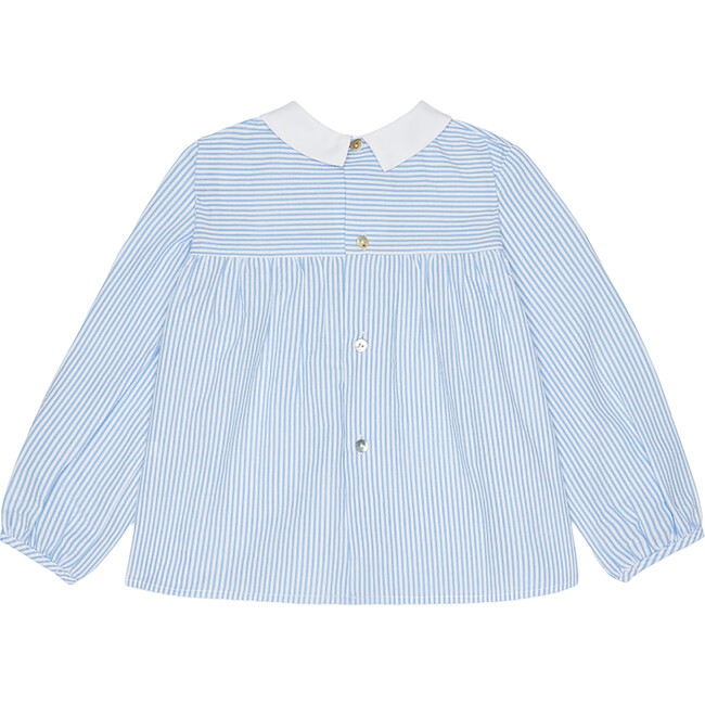 Chiara Peter Pan Collar Shirt, Blue Stripe - Shirts - 3