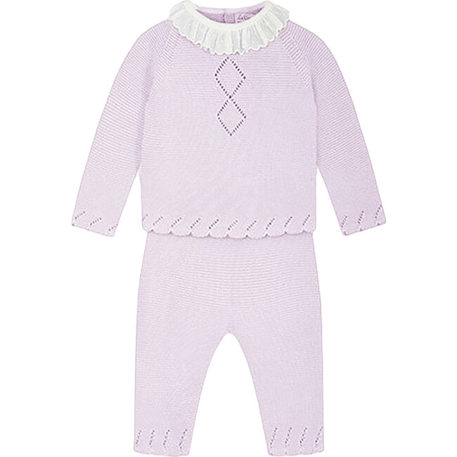 Belita Long Sleeve Cotton Set, Mauve - Bodysuits - 1