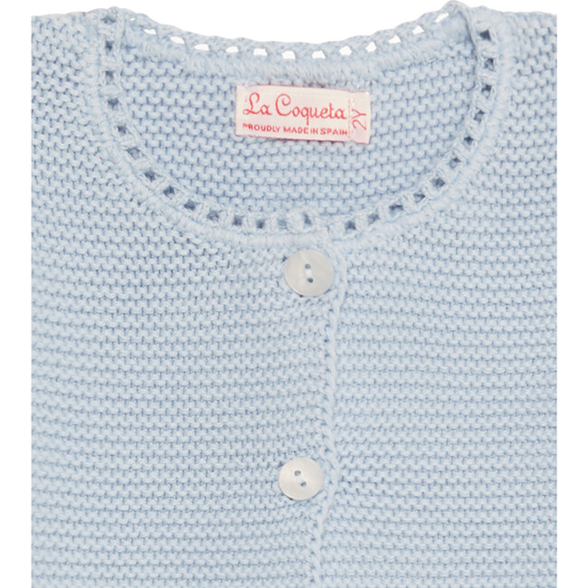 Brisa Lacey Ribbed Knit Cardigan, Dusty Blue - Cardigans - 4