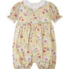 Eloisa Puff Sleeve Romper, Yellow Floral - Rompers - 3