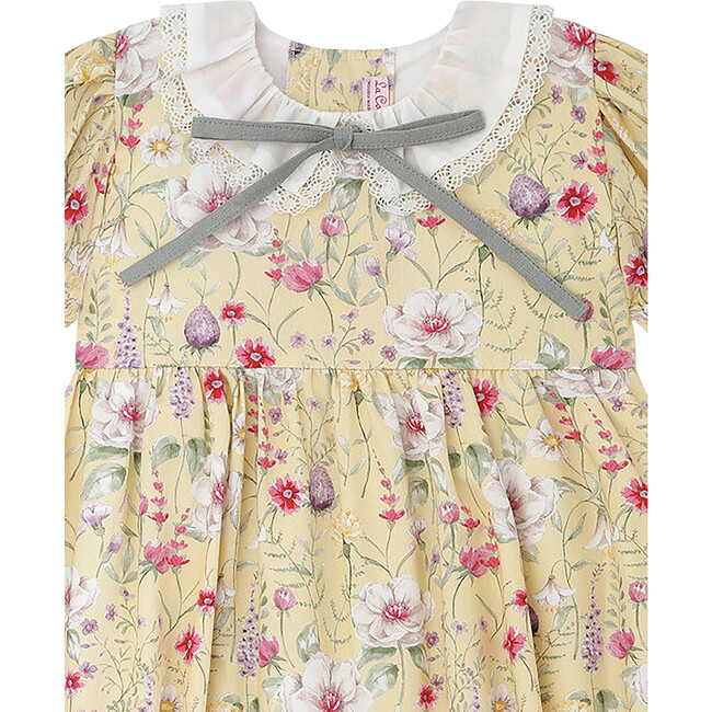 Eloisa Puff Sleeve Romper, Yellow Floral - Rompers - 4