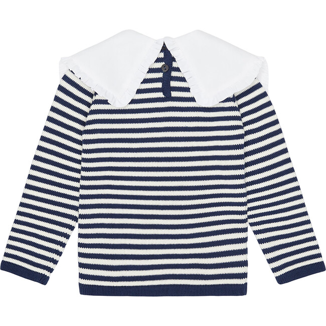 Morissa Long Sleeve Jumper, Navy And Ivory - Sweaters - 3