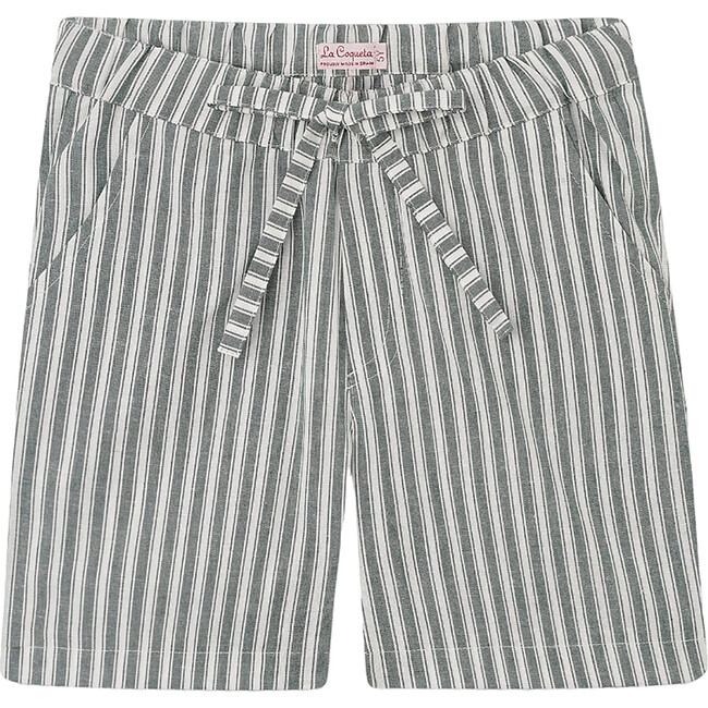 Cortino Slant Pocket Shorts, Green Stripe