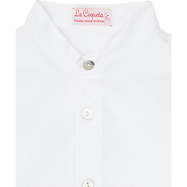 Jazmin Peter Pan Collar Linen Shirt, White - Shirts - 4