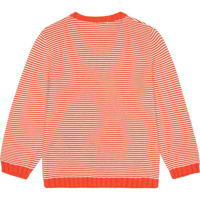 Bromo Round Neck Long Sleeve Jumper, Coral And Ivory Stripe - Sweaters - 3