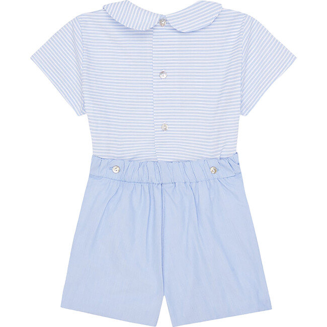 Fantino Short Sleeve Two-Piece Set, Blue Stripe - Rompers - 3