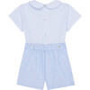 Fantino Short Sleeve Two-Piece Set, Blue Stripe - Rompers - 3