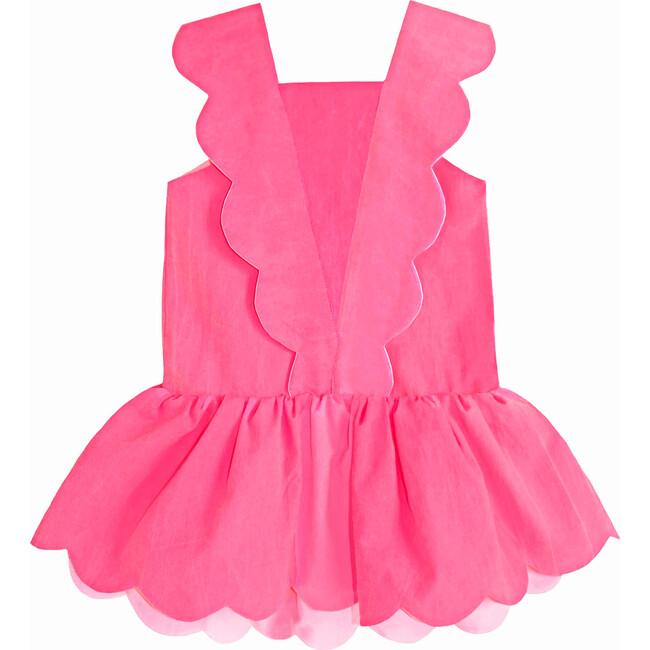 Elysees Drop-Waist Scallop Dress, Neon Pink - Dresses - 1