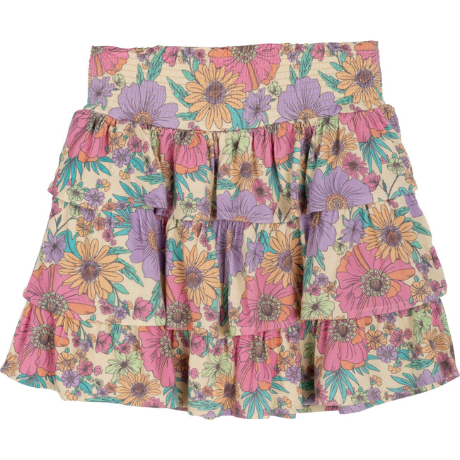 Sonja Smocked Ruffle Skirt, Pastel Floral - Skirts - 1