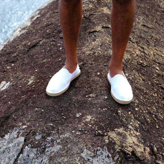 Men Mariner Slip-on Water Shoes, White Denim - Slip Ons - 3