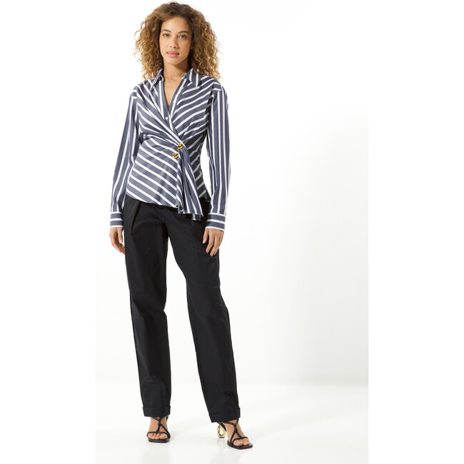 Women's Orla Top, Dark Marina/White - Blouses - 2