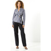 Women's Orla Top, Dark Marina/White - Blouses - 2
