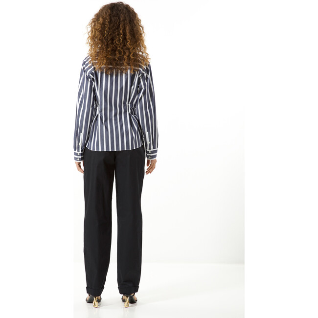 Women's Orla Top, Dark Marina/White - Blouses - 5