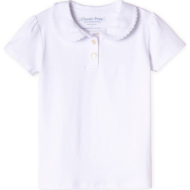 Sarah Shorts Sleeve Knit Polo Shirt, Bright White