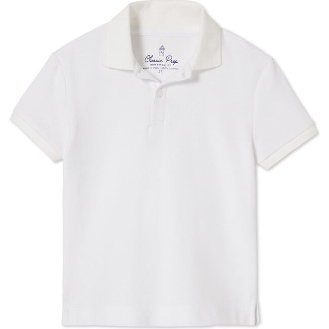 Huck Short Sleeve Solid Pique Polo Shirt, Bright White