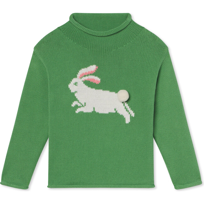 Fraser Roll Neck Rabbit Intarsia Sweater, Green Briar