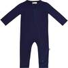 Zippered Romper, Navy - Rompers - 1 - thumbnail