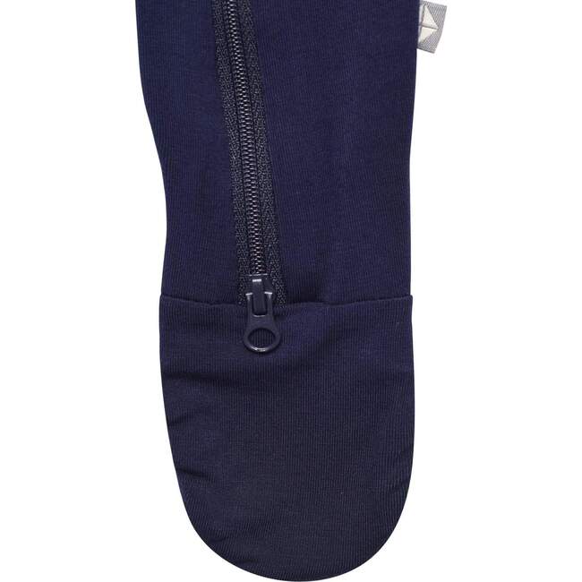 Zippered Footie, Navy - Footie Pajamas - 6