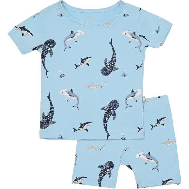 Short Sleeve Toddler Pajama Set, Stream Shark - Pajamas - 1