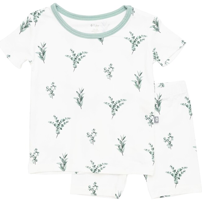 Short Sleeve Toddler Pajama Set, Eucalyptus - Pajamas - 1