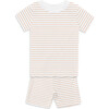 The Organic Short Sleeve Pajama Set, Nectarine Stripe - Pajamas - 1 - thumbnail