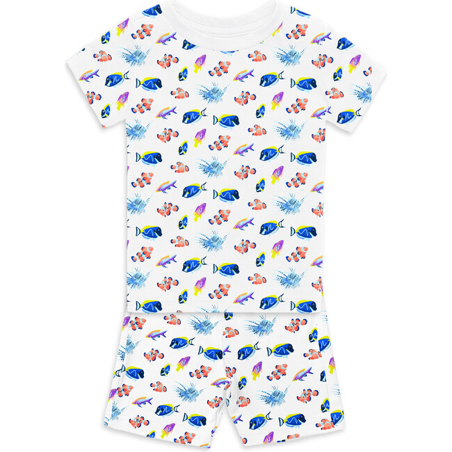 The Organic Short Sleeve Pajama Set, Tropical Fish - Pajamas - 1