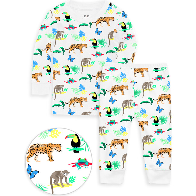 The Organic Long Sleeve Pajama Set, Jungle - Pajamas - 1