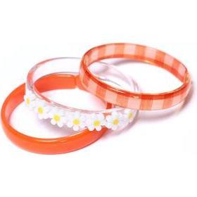 White Daisy + Orange Checkered Bangles