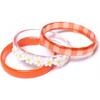 White Daisy + Orange Checkered Bangles - Bracelets - 1 - thumbnail