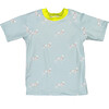 Posh Dalmatian Rash T-Shirt, Aqua Blue And Yellow - Rash Guards - 1 - thumbnail