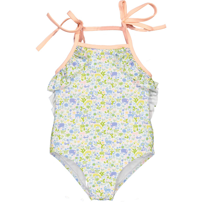 Into The Woods One-Piece Swimsuit, Blush And Green