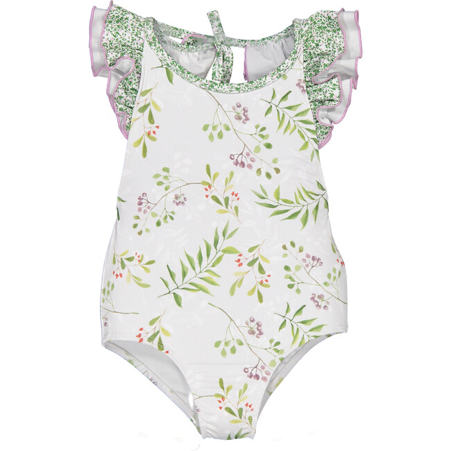 Magic Garden One-Piece Swimsuit, Green, Pink And Lavanda - One Pieces - 1