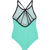 Textured Teal One-Piece Swimsuit, Tourquoise And Black - One Pieces - 2