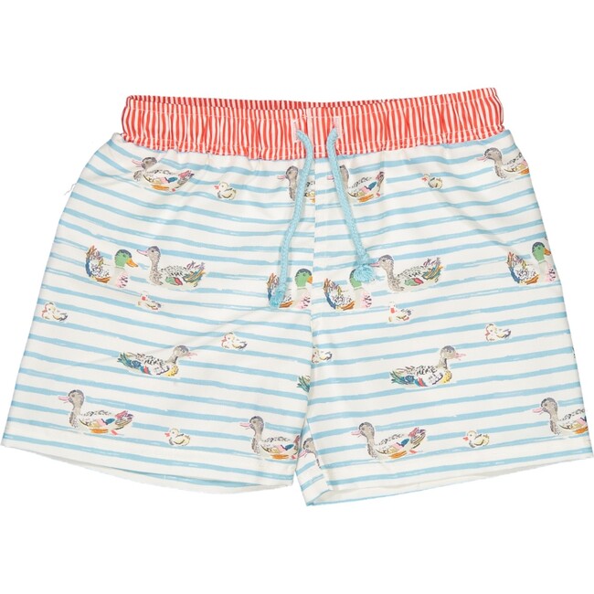 Duck Family Classic Swim Shorts, Blue And Red - Swim Trunks - 1