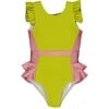 Sparkly One-Piece Swimsuit, Sparky Pink And Olive Green - One Pieces - 1 - thumbnail