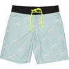 Posh Dalmatian Surfer Swim Shorts, Aqua Blue And Black - Swim Trunks - 1 - thumbnail