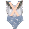 Jungle Zebras One-Piece Swimsuit, Greyish Blue, Green And Blush - One Pieces - 2