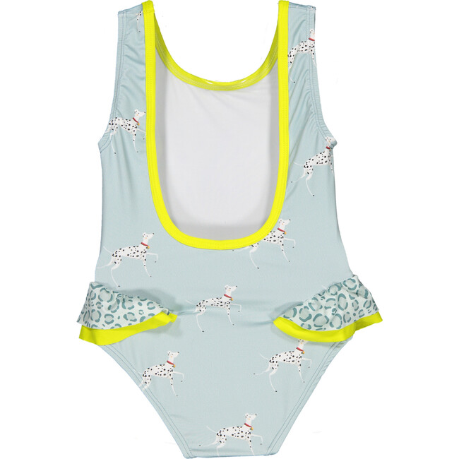 Posh Dalmatian One-Piece Swimsuit, Aqua Blue And Yellow - One Pieces - 2