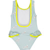 Posh Dalmatian One-Piece Swimsuit, Aqua Blue And Yellow - One Pieces - 2