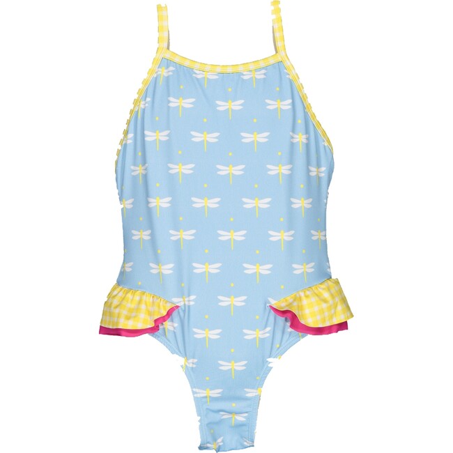 Dragonfly One-Piece Swimsuit, Blue, Yellow And Pink