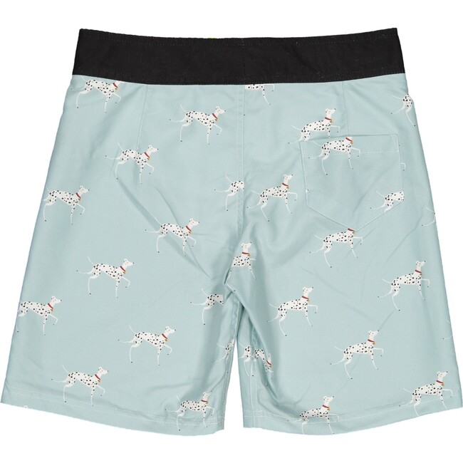 Posh Dalmatian Surfer Swim Shorts, Aqua Blue And Black - Swim Trunks - 2