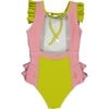 Sparkly One-Piece Swimsuit, Sparky Pink And Olive Green - One Pieces - 2