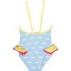 Dragonfly One-Piece Swimsuit, Blue, Yellow And Pink - One Pieces - 2