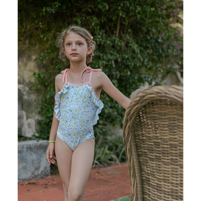 Into The Woods One-Piece Swimsuit, Blush And Green - One Pieces - 4