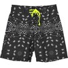 Dark Bandana Surfer Swim Shorts, Dark Grey, Black And Yellow - Swim Trunks - 1 - thumbnail