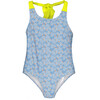 Blue Brush Strokes One-Piece Swimsuit, Blue, Orange And Yellow - One Pieces - 1 - thumbnail