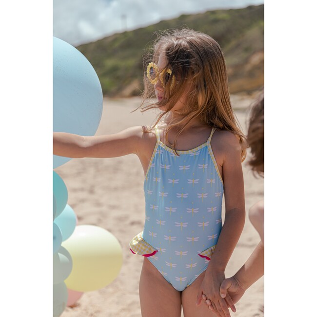 Dragonfly One-Piece Swimsuit, Blue, Yellow And Pink - One Pieces - 3