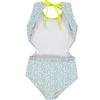 Animal Dots One-Piece Swimsuit, Aqua Blue And Yellow - One Pieces - 2